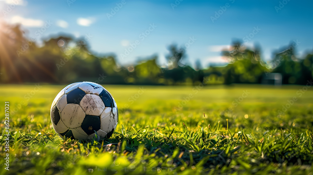 Fototapeta premium Football on the grass