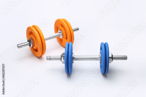 neoprene rubber coated dumbbells isolated on white background