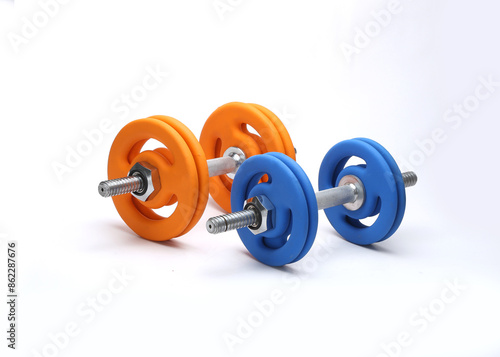 neoprene rubber coated dumbbells isolated on white background