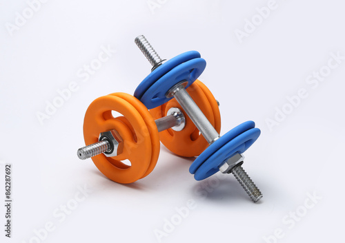 neoprene rubber coated dumbbells isolated on white background