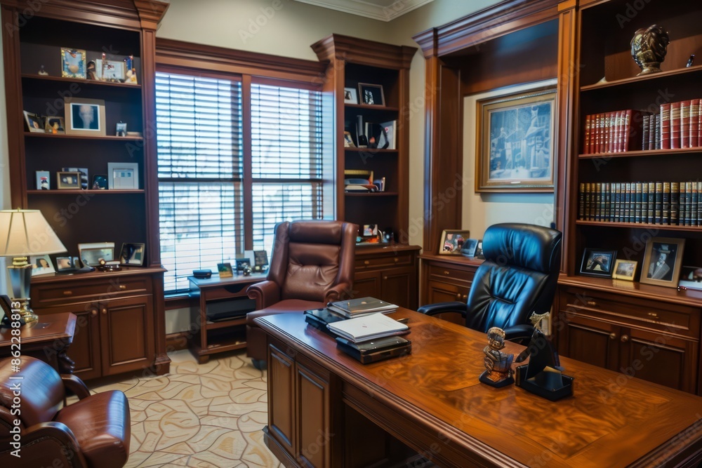 Professional Photography of CEO's office adorned with awards and accolades, Generative AI Professional Photography of CEO's office adorned with awards and accolades, Generative AI