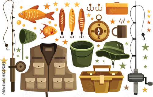 Fishing Elements Vector Illustration