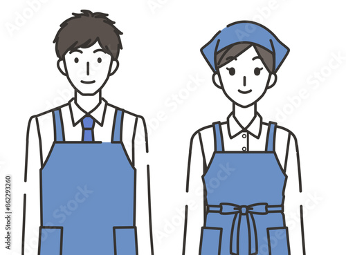 店員の男性と女性のイラスト