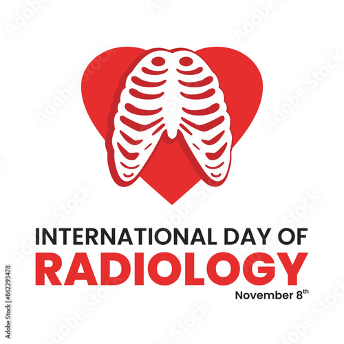 International Day of Radiology. Human ribs icon. Bone. Flat design vector illustration isolated on white background.