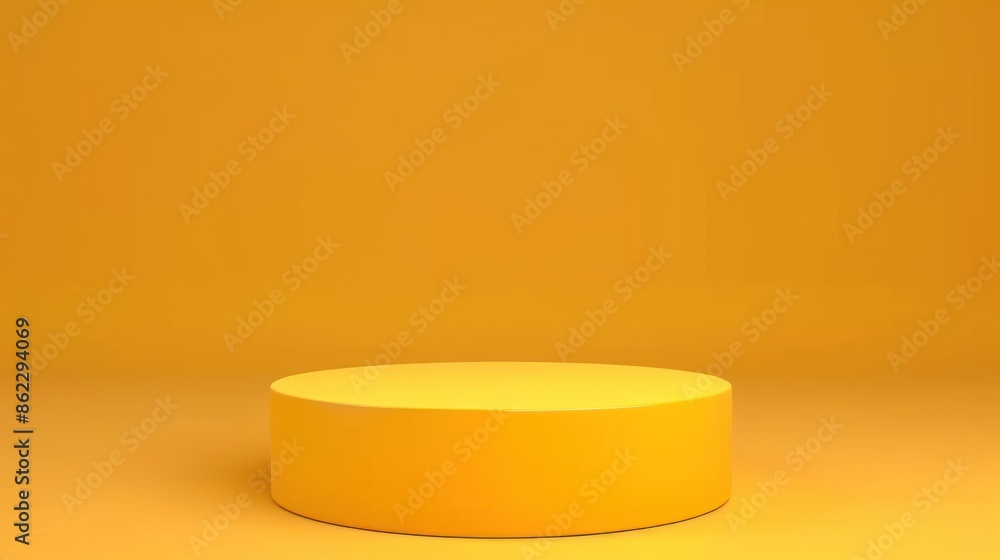 Minimalist Yellow Podium on Orange Background Minimalist Yellow Podium on Orange Background