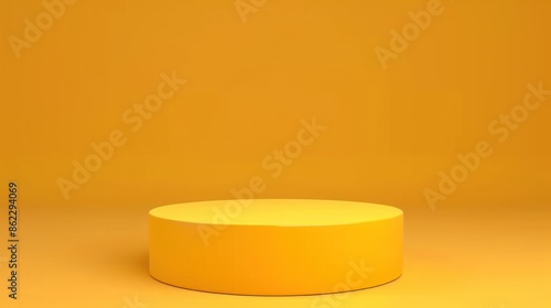 Minimalist Yellow Podium on Orange Background