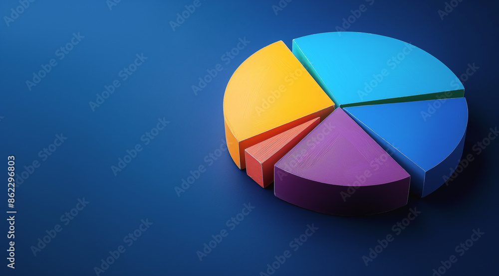Fototapeta premium Colorful pie chart on a dark blue background