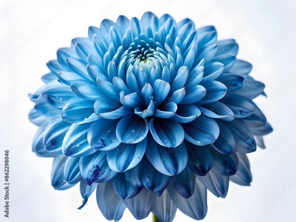 Obraz premium Blue chrysanthemum. Flower on a white isolated background with clipping path. For design. Closeup. Nature.