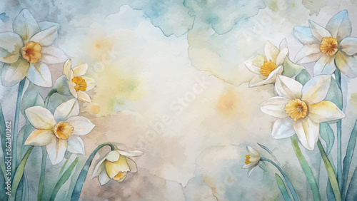 Minimalist daffodil watercolor background