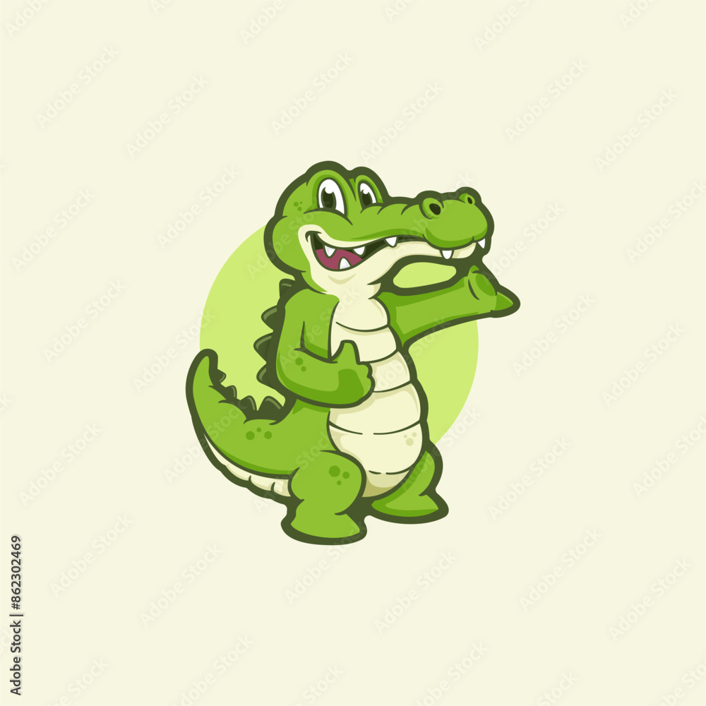 Isolated green aligator illustration with background. Can be applied for Logo Design or Mascot Character Isolated green aligator illustration with background. Can be applied for Logo Design or Mascot Character