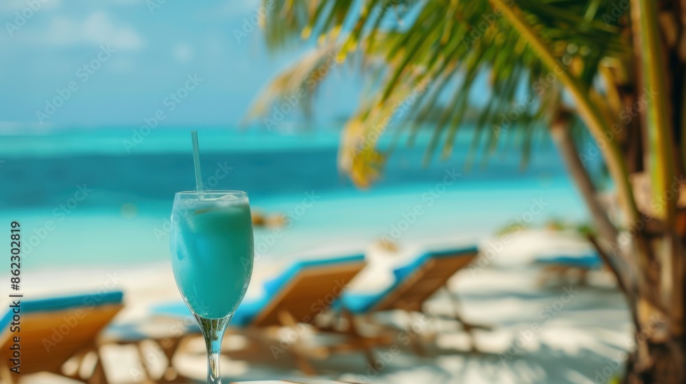 refreshing cocktail on the background of the ocean refreshing cocktail on the background of the ocean
