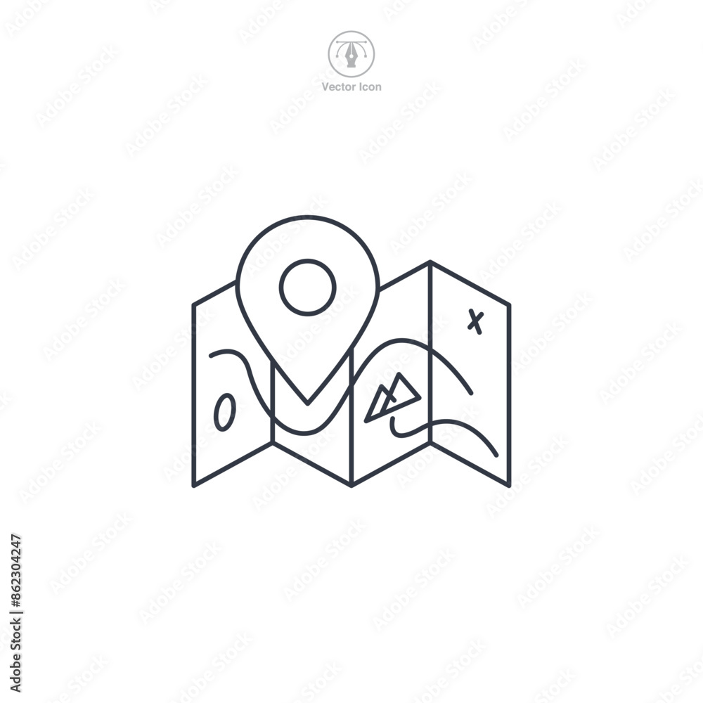 Map Icon symbol vector illustration isolated on white background Map Icon symbol vector illustration isolated on white background