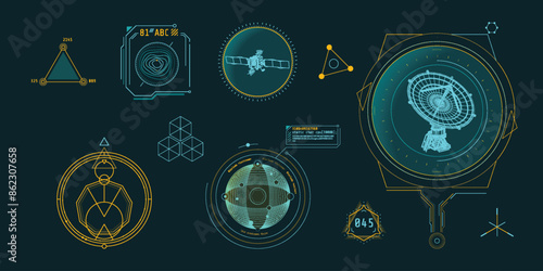 Design elements for infographic of data communication.