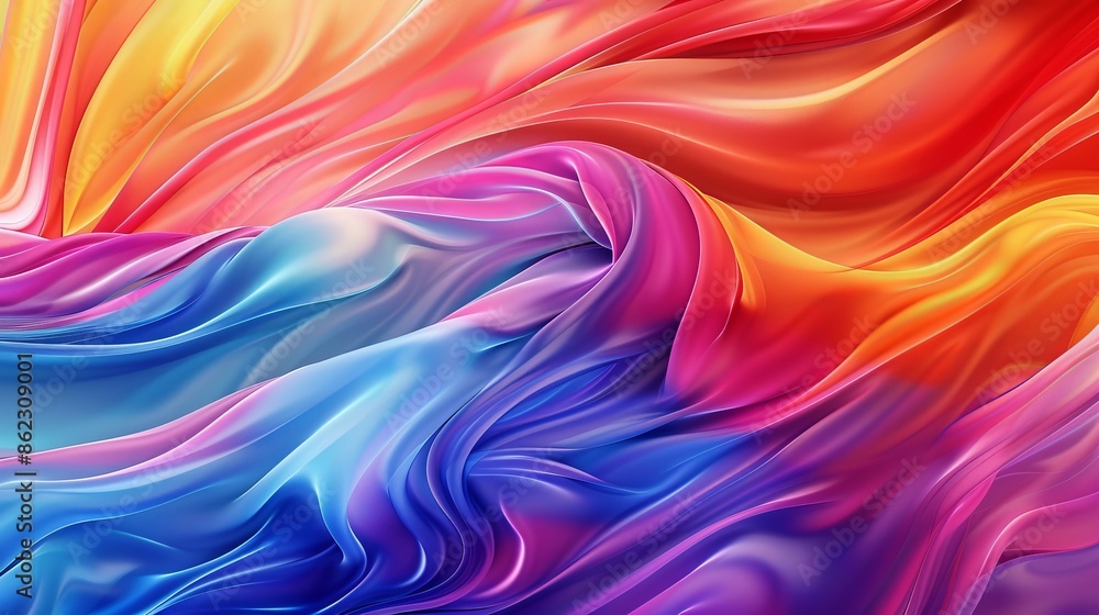 Abstract colorful silk fabric with vibrant waves Abstract colorful silk fabric with vibrant waves