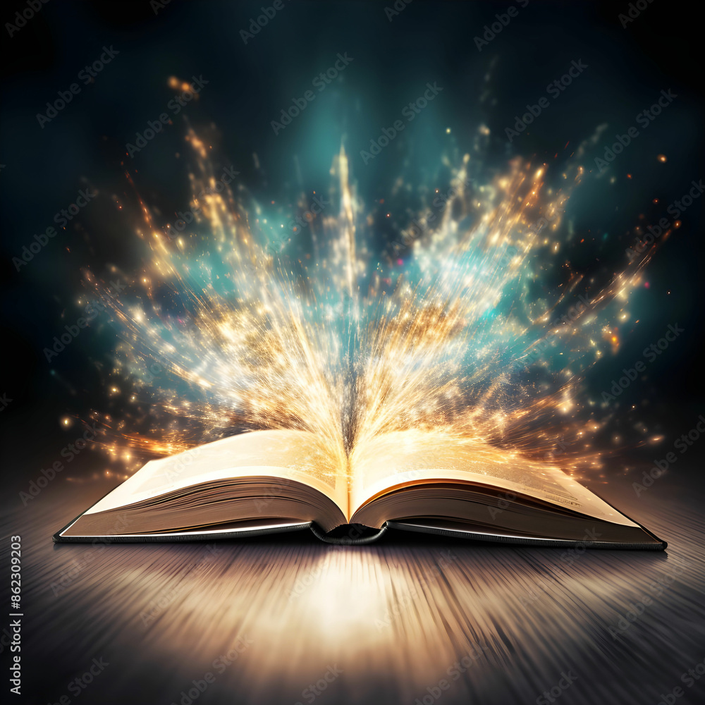 open book with mystic bright light on white background open book with mystic bright light on white background