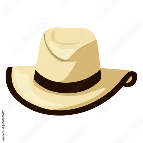 Summer hat clip art vector illustration, fedora hat isolated on white background