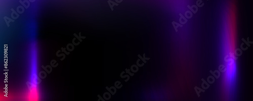 Purple light leak effect background. Film bokeh flare overlay. Vintage photo filter texture template. Exposed saturated photography wallpaper. Abstract blurry neon gradient backdrop. Vector