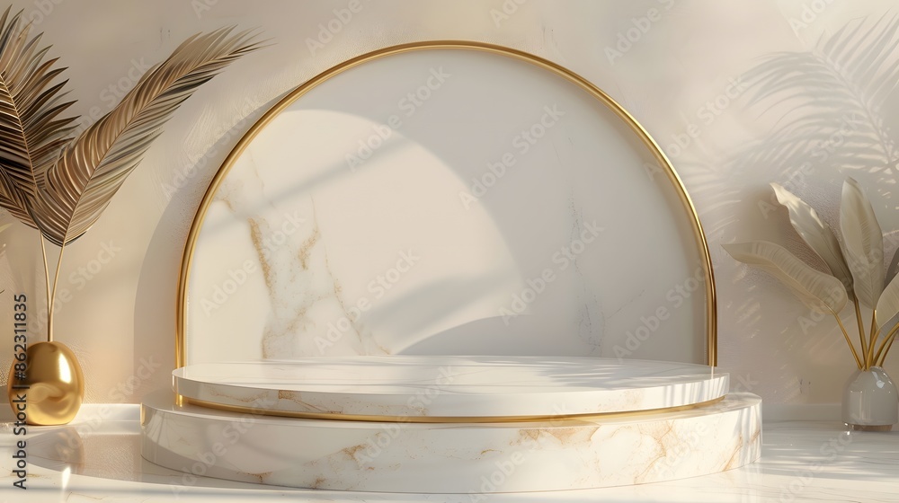 Beauty fashion luxury podium backdrop for product display. minimalist gold, marble and white background. 3d render. Beauty fashion luxury podium backdrop for product display. minimalist gold, marble and white background. 3d render.