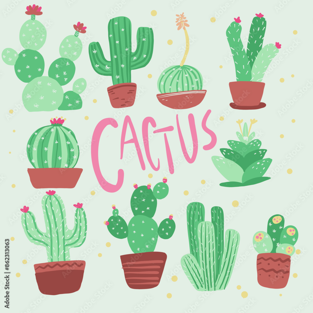 Funny illustrations of cactus Funny illustrations of cactus