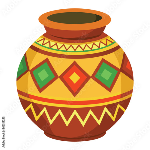 illustration of a african pot on white