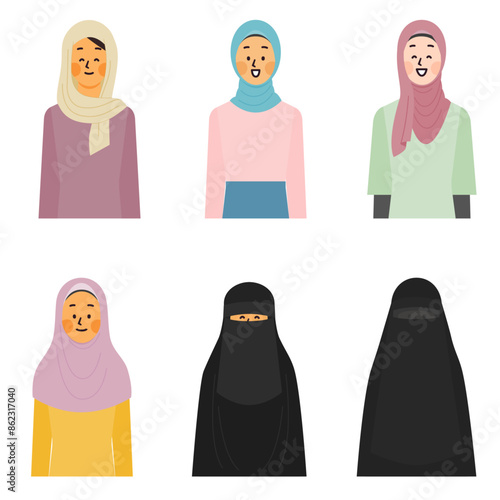 笑顔のムスリム女性セット（上半身）