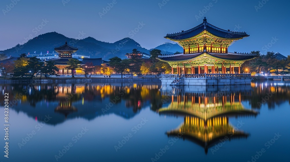 Gyeongbokgung Palace is indeed a stunning sight, especially at night when it's illuminated, showcasing its grandeur and historical significance. Gyeongbokgung Palace is indeed a stunning sight, especially at night when it's illuminated, showcasing its grandeur and historical significance.