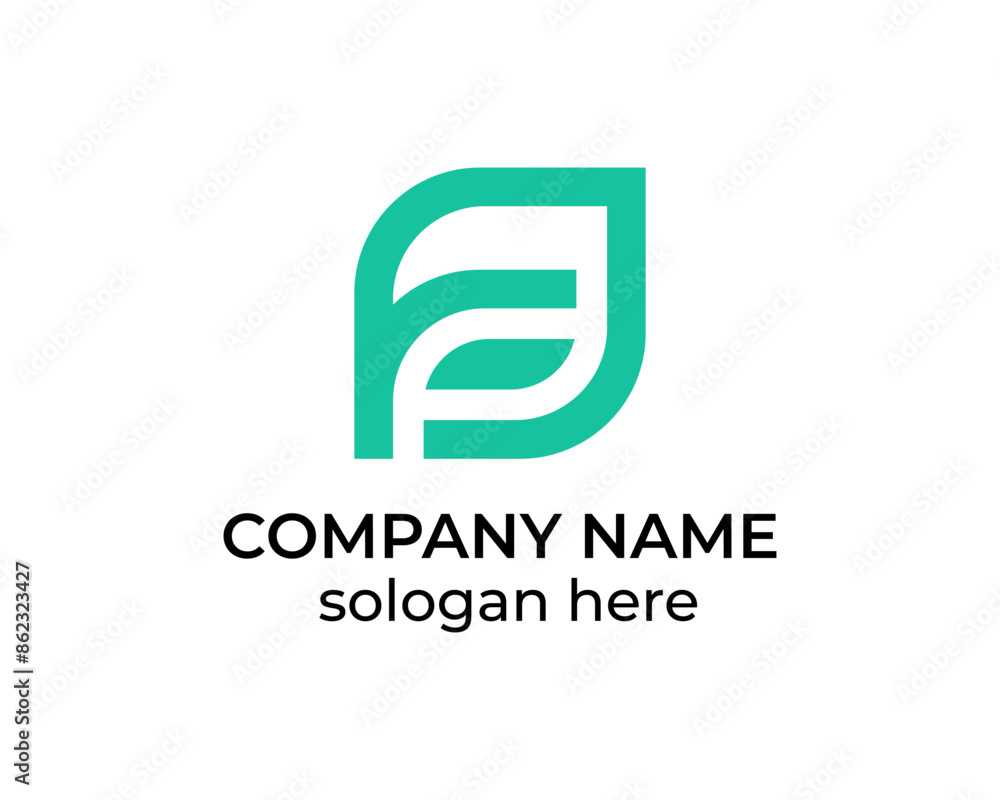 Professional F leaf link logo design template Professional F leaf link logo design template