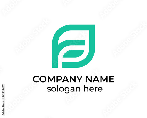 Professional F leaf link logo design template
