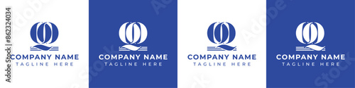 Letters OQ and QO Pillar Logo Set, suitable for business with QO and OQ related to Pillar