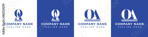 Letters OA and AO Pillar Logo Set, suitable for business with AO and OA related to Pillar