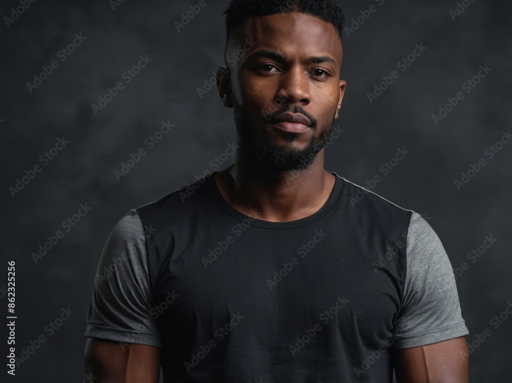 Black T-Shirt Displayed on Abstract Gray Background for Product Mockups and Shirt Design Template. Black T-Shirt Displayed on Abstract Gray Background for Product Mockups and Shirt Design Template.