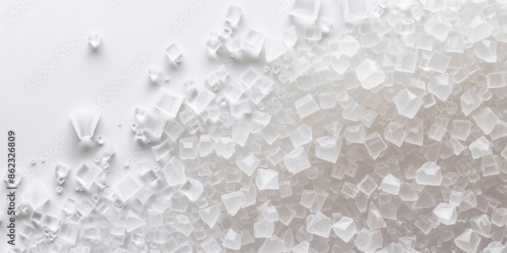Close-up of coarse sea salt crystals on white background. Concept of cooking, seasoning, healthy eating, mineral, and ingredient. Close-up of coarse sea salt crystals on white background. Concept of cooking, seasoning, healthy eating, mineral, and ingredient.