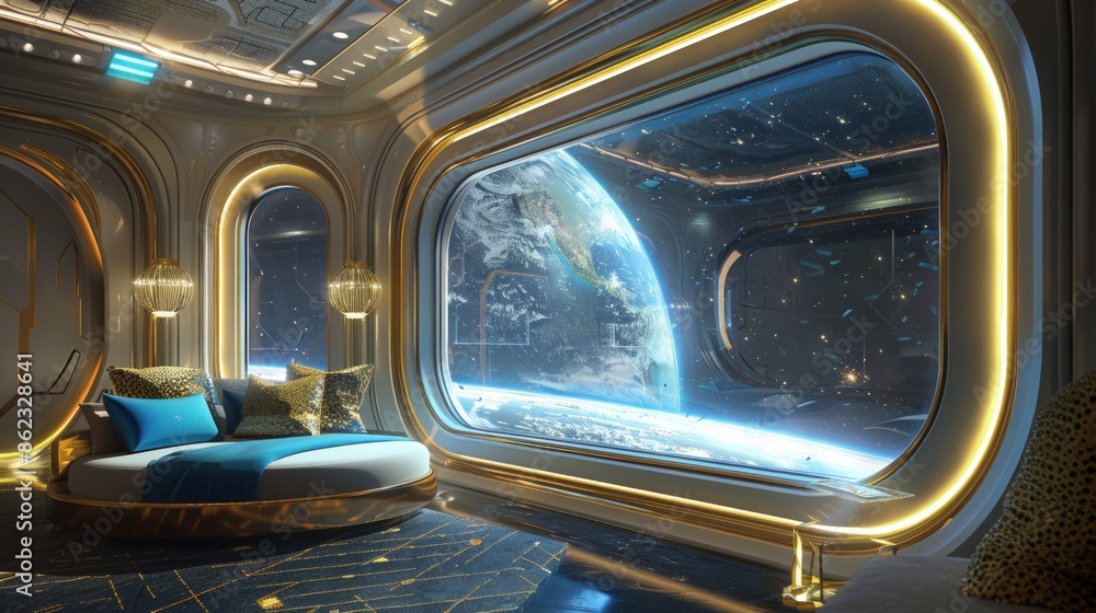 A view of the Earth from a space station with a planet in the background. Generate AI image A view of the Earth from a space station with a planet in the background. Generate AI image