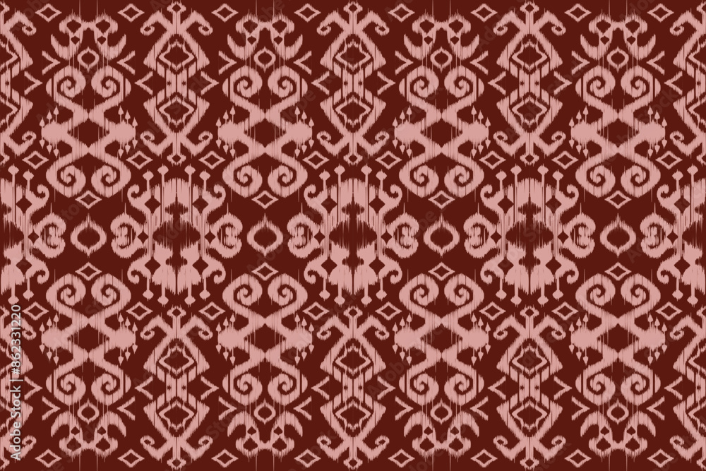 Ikat floral paisley embroidery seamless pattern on background. Ikat ethnic oriental pattern traditional. Aztec style abstract vector illustration. design for ikat fashion texture,fabric,clothing,wrap Ikat floral paisley embroidery seamless pattern on background. Ikat ethnic oriental pattern traditional. Aztec style abstract vector illustration. design for ikat fashion texture,fabric,clothing,wrap