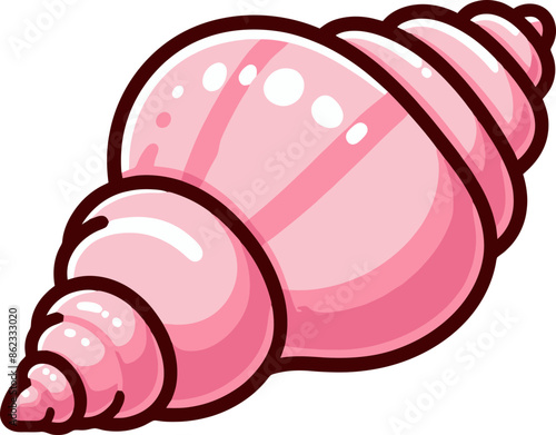 pink conch sea shell cartoon illustration