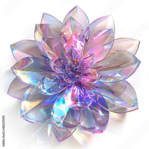 A beautiful flower made of crystal with white background © Erin