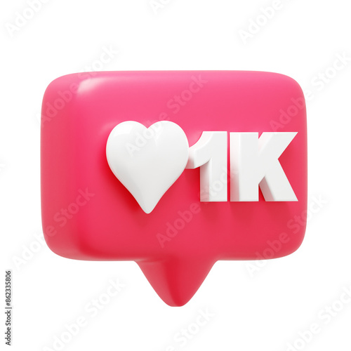 1K Like Notification 3d Icon