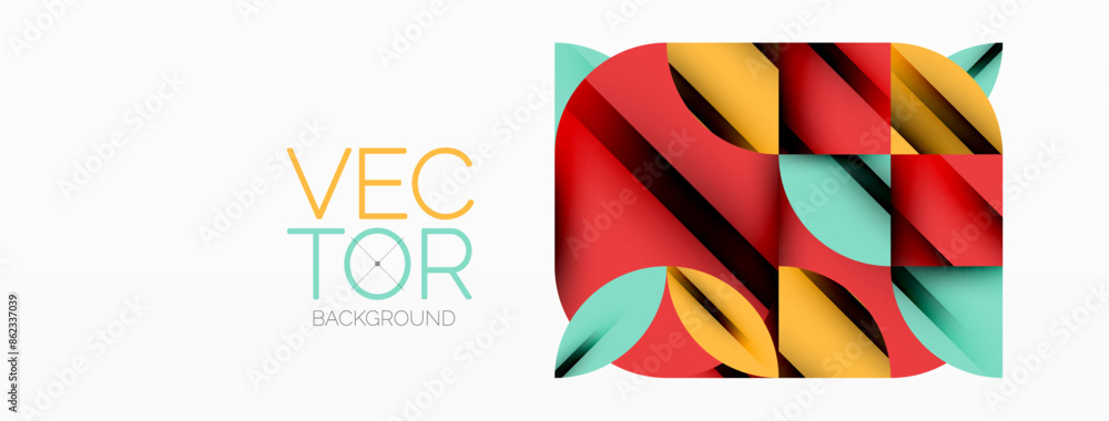 Circle, square and flower petal geometric background. Round shapes composition for wallpaper, banner, background or landing Circle, square and flower petal geometric background. Round shapes composition for wallpaper, banner, background or landing