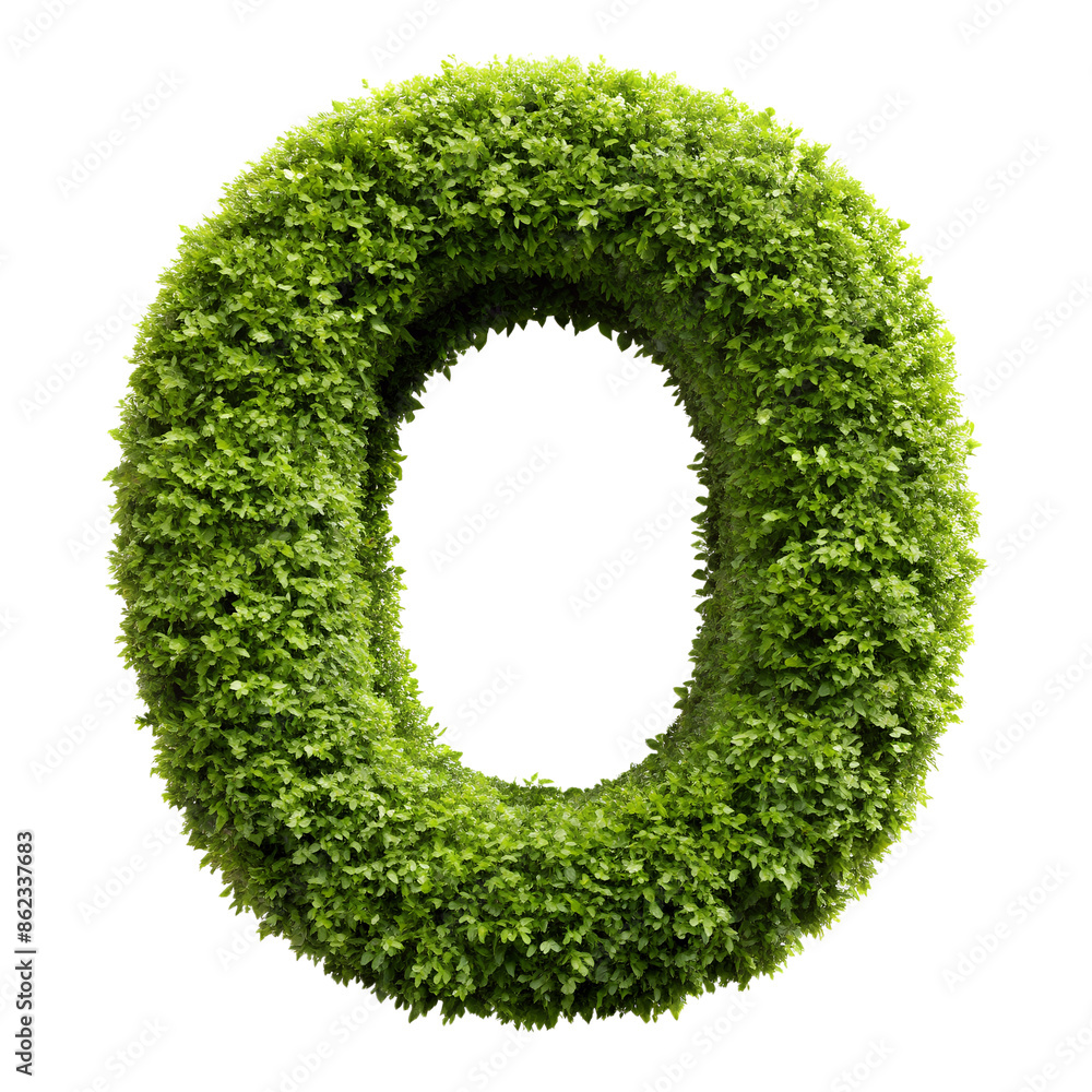 Green hedge shaped like the number zero on a white background, perfect for natural and eco-themed designs. Green hedge shaped like the number zero on a white background, perfect for natural and eco-themed designs.