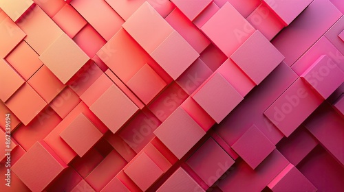Abstract Geometric Background with Pink and Red 3D Cubes in a Modern Design