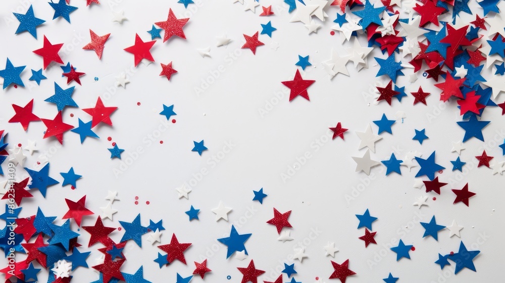 Scattered Red White and Blue Stars on Clean White Background Illustration Scattered Red White and Blue Stars on Clean White Background Illustration