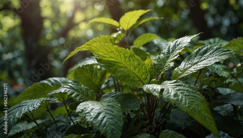 Green Leaves in Vibrant Garden at Summertime Providing Natural Eco Friendly Botanical Background with Serene Tranquil Scenery for Wallpaper and Cover. photo