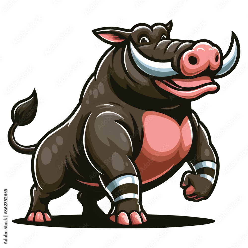 Fototapeta premium Babirusa mascot vector illustration on white background