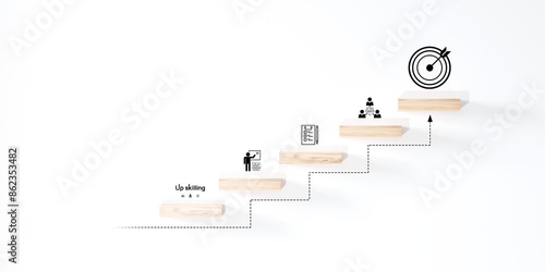 Wallpaper Mural skills icon on wooden cube. Upskilling and personal development concept. Skill training, education, learning, ability. Upskilling, reskilling, Torontodigital.ca