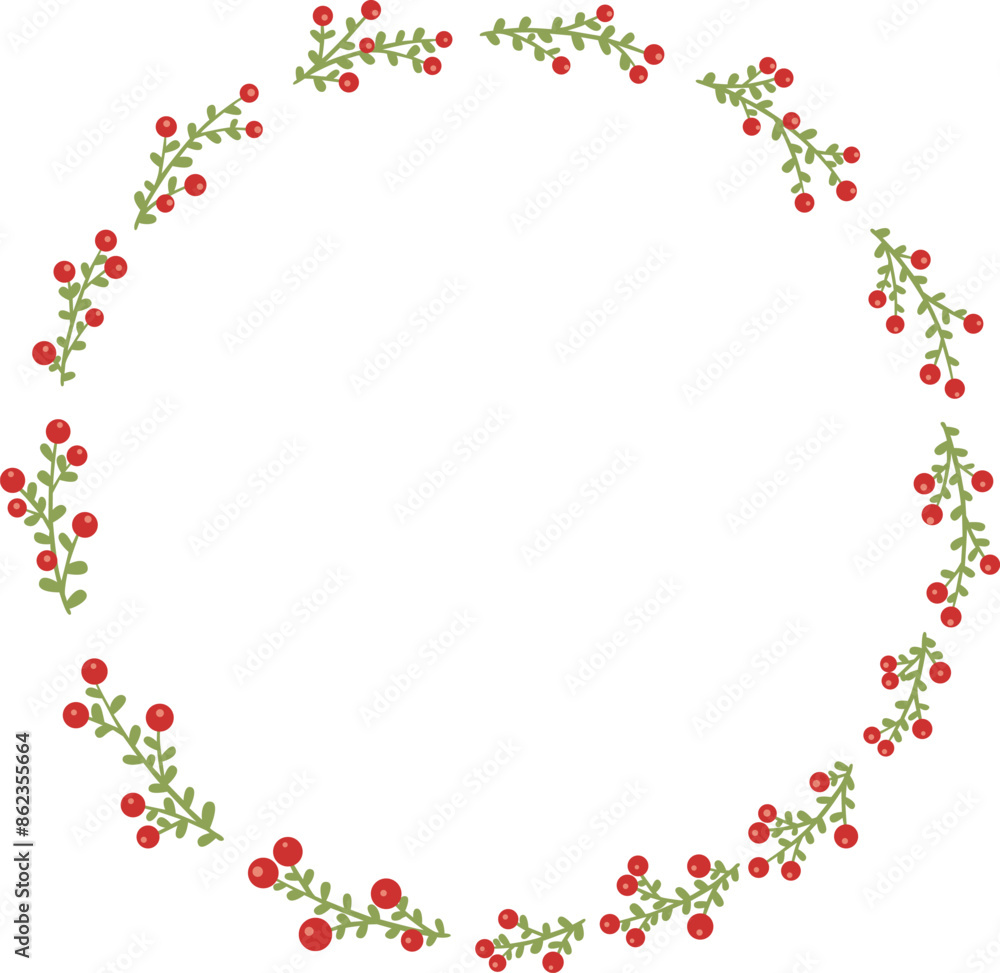Bunch of leaves and wild berry wreath frame for decoration on nature and Christmas ornament. Bunch of leaves and wild berry wreath frame for decoration on nature and Christmas ornament.