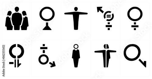 A set of 10 gender icons as Symbol, pride, bisexual