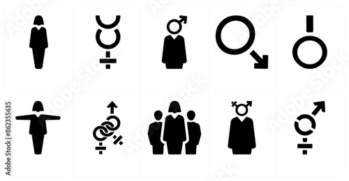 A set of 10 gender icons as Symbol, pride, bisexual