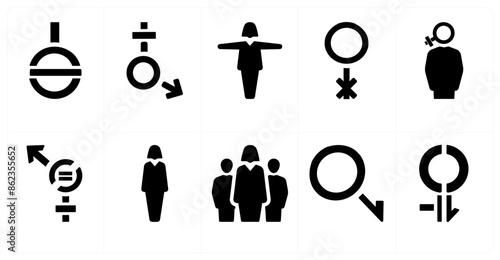 A set of 10 gender icons as Symbol, pride, bisexual