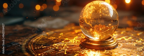 Astrology symbols and a crystal ball with large text area