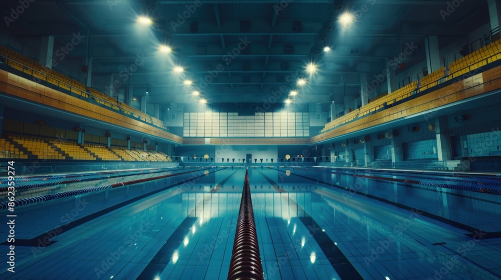 Fototapeta premium A large swimming pool with a dark blue color. Generate AI image